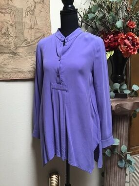 Soft Surroundings Lavender Pleated Long-Sleeve Tunic Blouse NWT